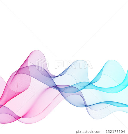 Abstract Wavy Gradient Color Lines of Pink and Blue on White Background. Eps 10 132177504