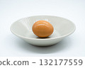Boiled eggs in a circular bowl on a white background 132177559