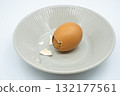 Boiled eggs in a circular bowl on a white background 132177561