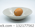 Boiled eggs in a circular bowl on a white background 132177562
