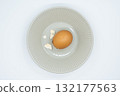 Boiled eggs in a circular bowl on a white background 132177563
