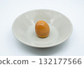 Boiled eggs in a circular bowl on a white background 132177566