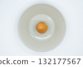 Boiled eggs in a circular bowl on a white background 132177567