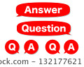Red Q&A icon and speech bubble 132177621