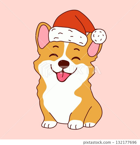 Adorable Cartoon Corgi for Christmas Designs 132177696