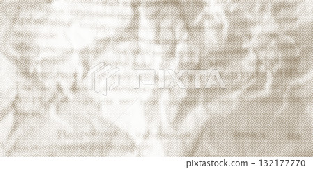 Sepia halftone bg of wrinkled newspaper with illegible, blurred text in a circular dot pattern Sepia halftone bg of wrinkled newspaper with illegible, blurred text in a circular dot pattern 132177770