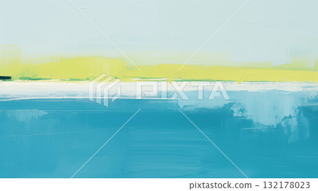 Abstract coastal landscape art in blue and yellow 132178023
