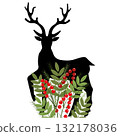 Winter bouquet on the background of a silhouette of a deer. 132178036