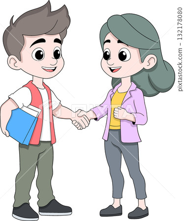 Cartoon Young Man Applying for a Job with Document Folder Cartoon Young Man Applying for a Job with Document Folder 132178080