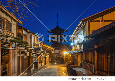 Kyoto Japan, night at Yasaka Pagoda 132178202