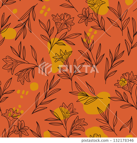 Freesia flowers pattern. Seamless spring pattern. Vector flowers. Template for printing on fabric. Summer pattern. Vector illustration Freesia flowers pattern. Seamless spring pattern. Vector flowers. Template for printing on fabric. Summer pattern. Vector illustration 132178346