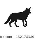 Standing dog silhouette isolated on white background. Pet animal silhouette. Vector illustration 132178380