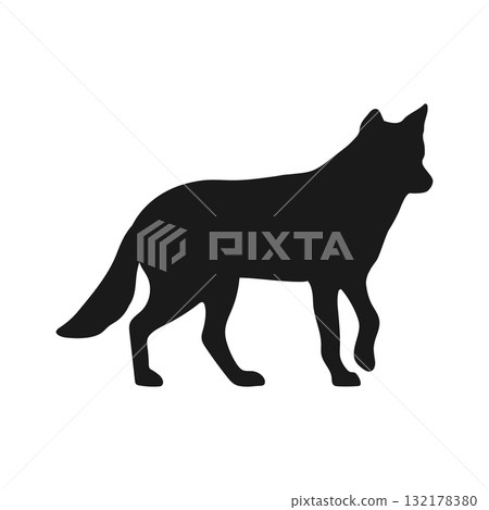 Standing dog silhouette isolated on white background. Pet animal silhouette. Vector illustration Standing dog silhouette isolated on white background. Pet animal silhouette. Vector illustration 132178380