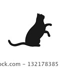 Playing cat silhouette isolated on white background. Pet animal silhouette. Vector illustration 132178385