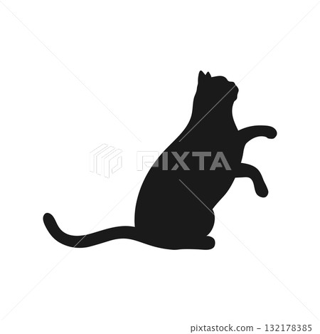 Playing cat silhouette isolated on white background. Pet animal silhouette. Vector illustration 132178385