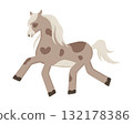 Cute hand drawn horse isolated on white background. Cartoon pony. Vector illustration 132178386