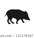 Wild boar silhouette isolated on white background. Wild pig silhouette. Vector illustration 132178387