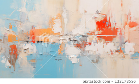 Abstract landscape art with orange and red accents 132178556