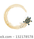 Japanese-style lucky New Year's turtle frame, longevity, New Year's card material, gold, brush strokes 132178578