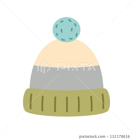 warm hat with striped pattern 132178616