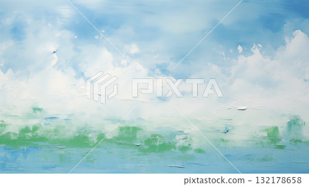 Minimalist landscape art with clouds and water 132178658