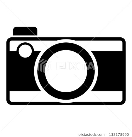Simple and flat black and white camera icon on white background Simple and flat black and white camera icon on white background 132178990