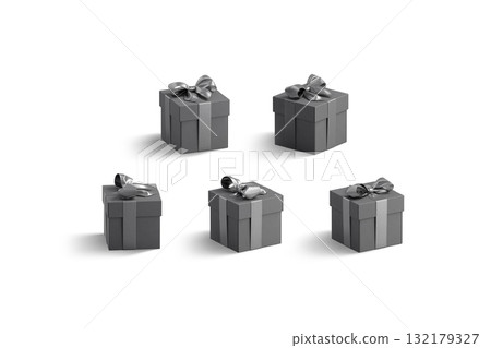 Blank black square gift box mockup, different angles views Blank black square gift box mockup, different angles views 132179327