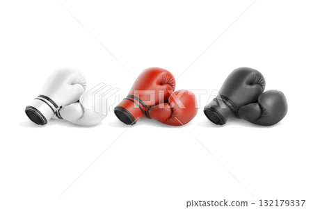 Blank black, white and red boxing gloves pair mockup, isolated Blank black, white and red boxing gloves pair mockup, isolated 132179337