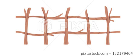 Traditional old-fashioned handmade woven fence 132179464