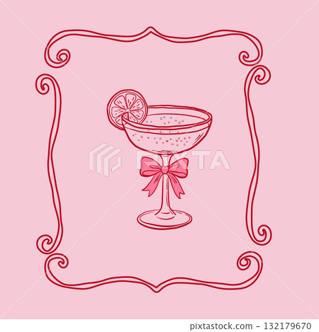 Coquette cocktail greeting card with lemon and bow 132179670