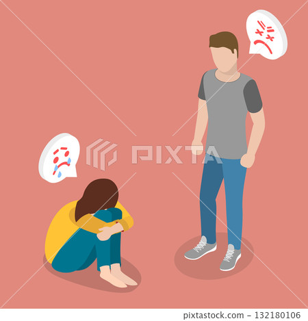 3D Isometric Flat Vector Illustration of Domestic Violence , Masculine Abuse In Intimate Relationships 3D Isometric Flat Vector Illustration of Domestic Violence , Masculine Abuse In Intimate Relationships 132180106