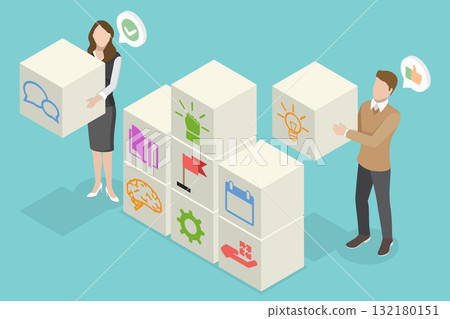 3D Isometric Flat Vector Illustration of Soft Skills Developing, Business Success 3D Isometric Flat Vector Illustration of Soft Skills Developing, Business Success 132180151