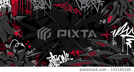 Dark Black Abstract Flat Urban Street Art Graffiti Style Vector Illustration Template Background Art 132180186