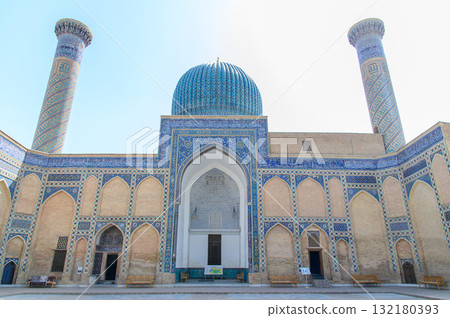 烏茲別克撒馬爾罕古爾阿米爾陵墓美麗的藍色風景 132180393