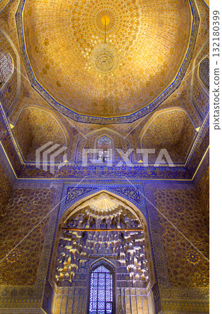 The beautiful blue scenery of the Gul Amir Mausoleum in Samarkand, Uzbekistan The beautiful blue scenery of the Gul Amir Mausoleum in Samarkand, Uzbekistan 132180399