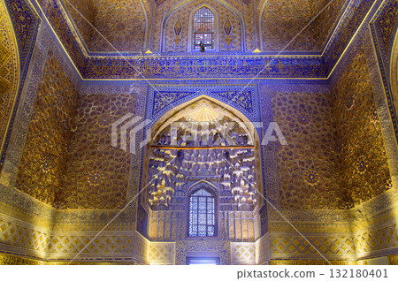 烏茲別克撒馬爾罕古爾阿米爾陵墓美麗的藍色風景 132180401