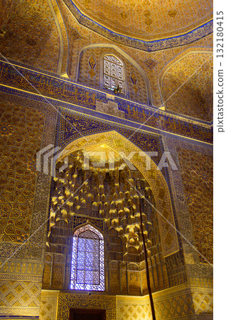 The beautiful blue scenery of the Gul Amir Mausoleum in Samarkand, Uzbekistan The beautiful blue scenery of the Gul Amir Mausoleum in Samarkand, Uzbekistan 132180415