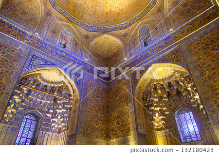 烏茲別克撒馬爾罕古爾阿米爾陵墓美麗的藍色風景 132180423