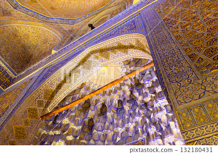 The beautiful blue scenery of the Gul Amir Mausoleum in Samarkand, Uzbekistan The beautiful blue scenery of the Gul Amir Mausoleum in Samarkand, Uzbekistan 132180431