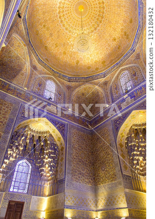 烏茲別克撒馬爾罕古爾阿米爾陵墓美麗的藍色風景 132180432