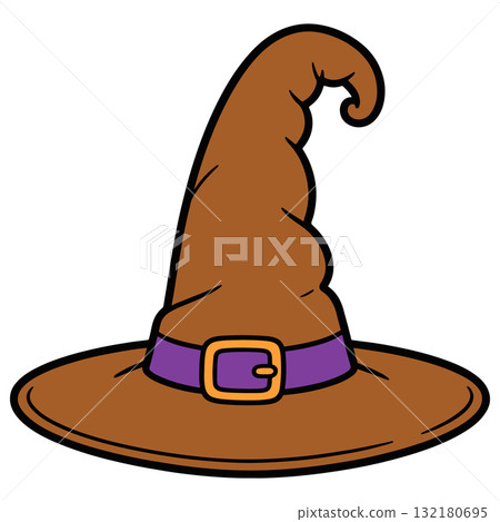 Cute witch hat, Halloween clip art design element. Isolated october holiday illustration. Cute witch hat, Halloween clip art design element. Isolated october holiday illustration. 132180695
