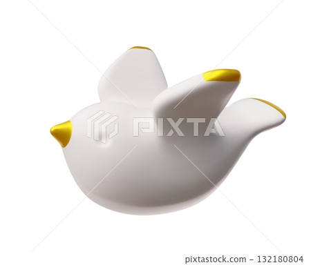 White and golden bird fly 3D vector illustration, Merry Christmas and Happy New year holiday decoration, festive toy White and golden bird fly 3D vector illustration, Merry Christmas and Happy New year holiday decoration, festive toy 132180804