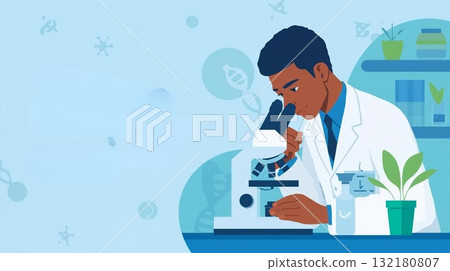 Illustration material of a bio research team conducting genetic analysis 1 132180807