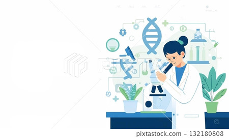 Illustration material 2 of a bio research team conducting genetic analysis 132180808