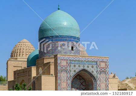 烏茲別克撒馬爾罕的沙伊辛達陵墓美麗的藍色風景 132180917