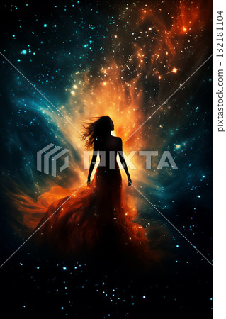 silhouette of a woman against the background of... - Stock Illustration ...