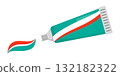 Tube of toothpaste illustration in flat style. Toothpaste is squeezed out of the tube. Vector illustration 132182322