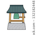 Hand-drawn illustration of a temple bell tower (Buddhist event, New Year's Eve bell) 132182448