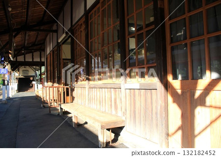 The platform and ticket gates of Gujo Hachiman Station, a retro Showa-era station The platform and ticket gates of Gujo Hachiman Station, a retro Showa-era station 132182452
