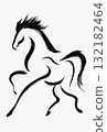 New Year's card material - Brush-painted horse - Dynamic feeling 132182464